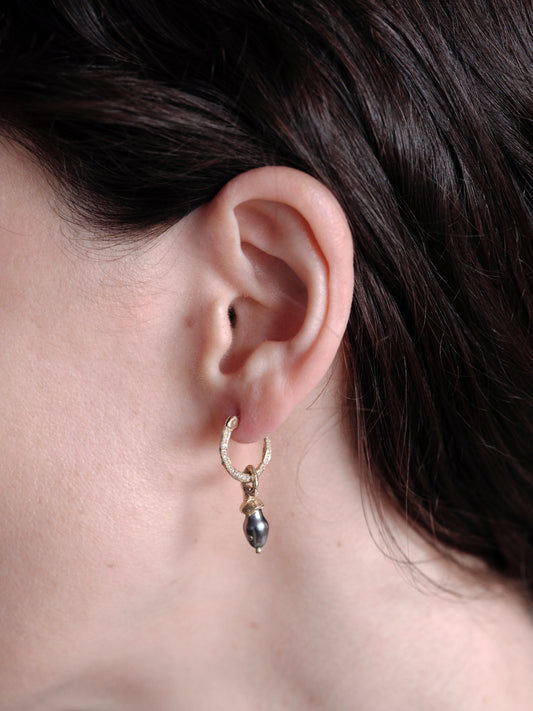 Alice Waese Keshi Pearl Earrings with Diamond Pave Hoop