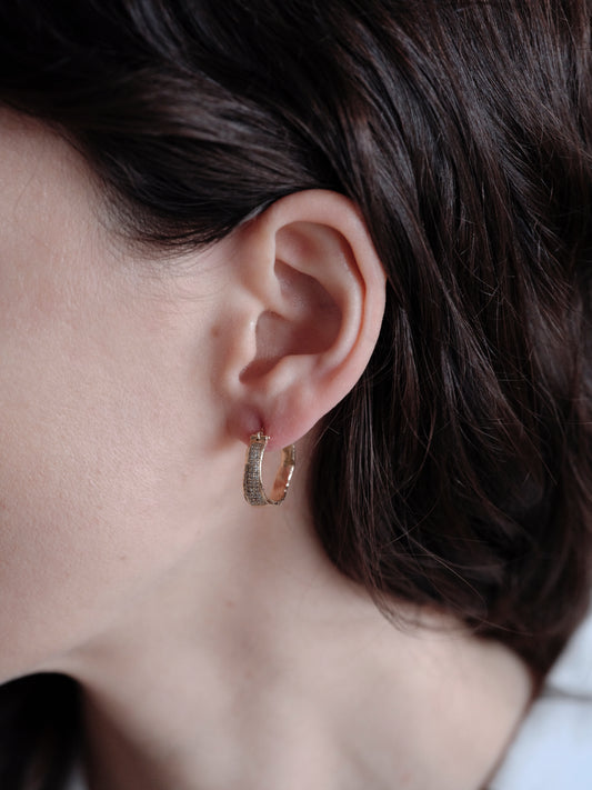 Alice Waese Norma Hoop Earrings with Grey Diamond Pave