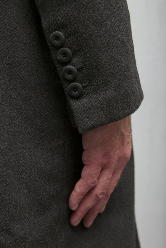 Geoffrey B. Small Men's Single Breasted A Line Coat in Alashan 2 ply Cashmere