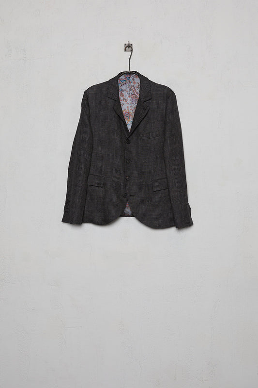 Geoffrey B. Small Men's Classic Jacket in 'Armageddon' Wool & Linen Plaid