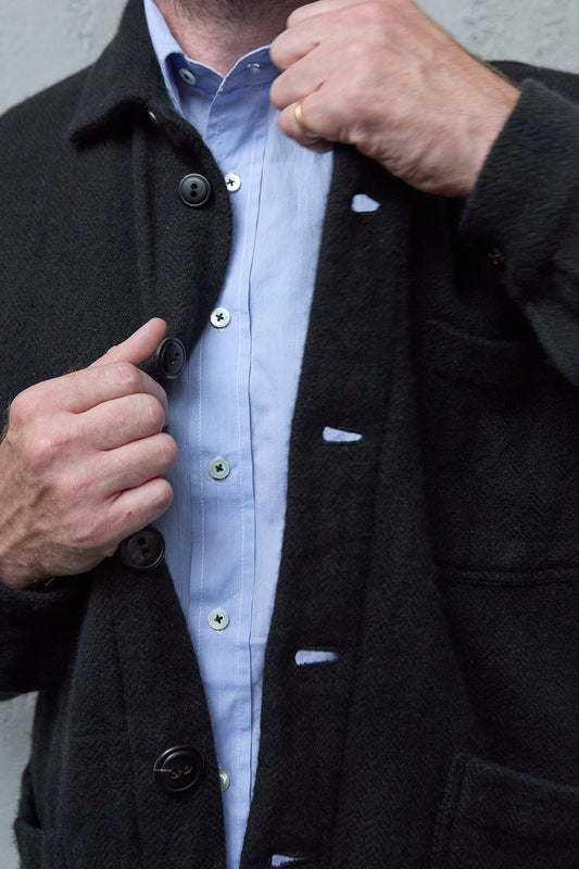 Geoffrey B. Small Men's 4 Pocket Work Shirt In La Colombina Hand Woven Cariaggi Cashmere