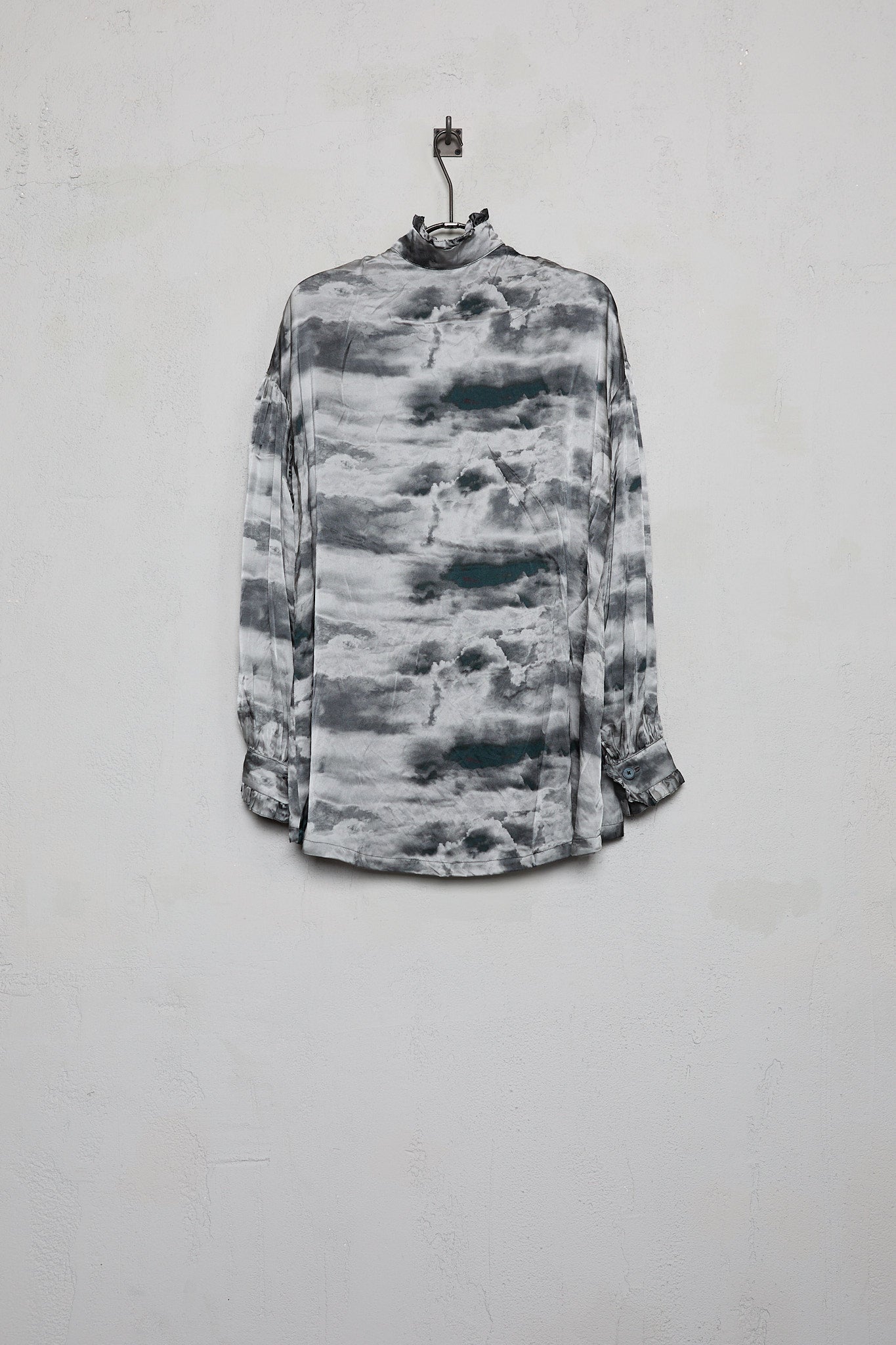 Geoffrey B. Small Women's Drop Shoulder High Neck Shirt In Cloud Como Silk