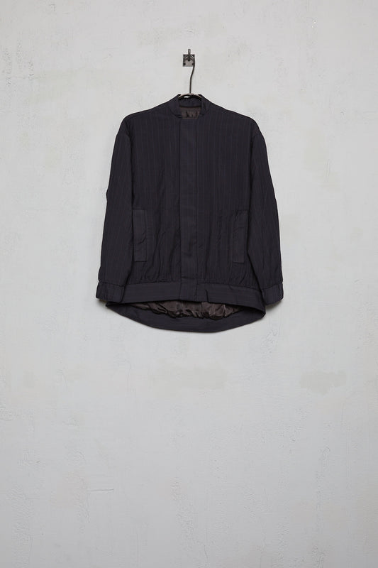 Geoffrey B. Small Women's Elastic Cuff Jacket In Biella Super 130's Extra Fine Stripe Wool