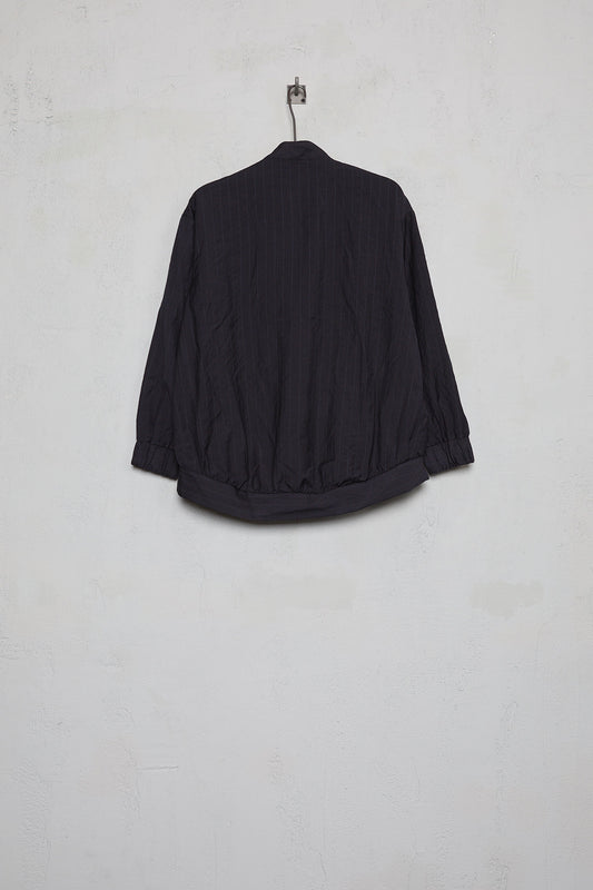 Geoffrey B. Small Women's Elastic Cuff Jacket In Biella Super 130's Extra Fine Stripe Wool