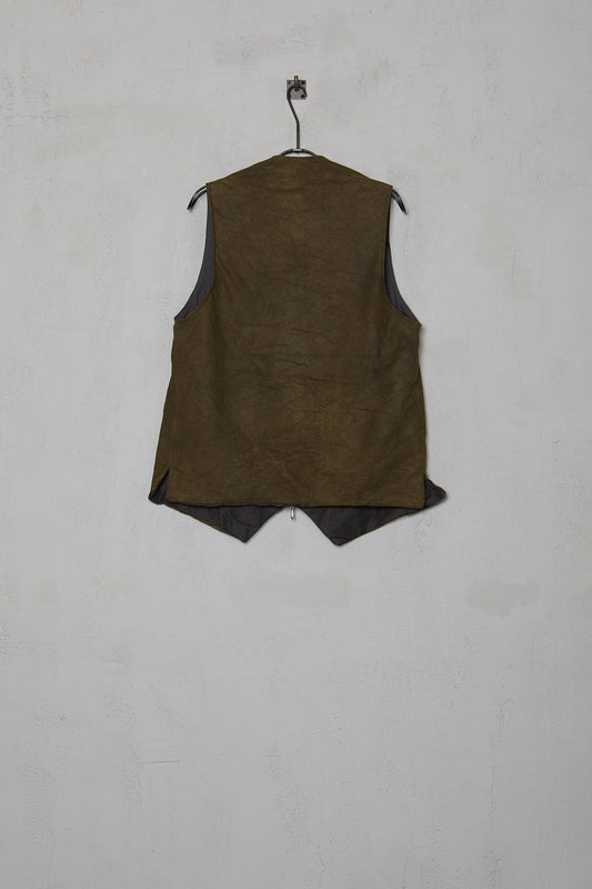 Paul Harnden Gilet Leather Olive Chamois