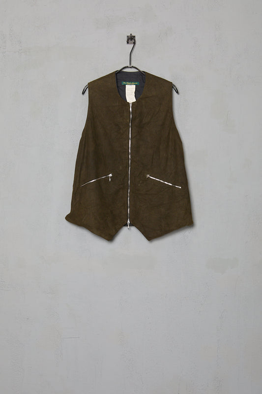 Paul Harnden Gilet Leather Olive Chamois