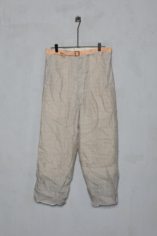 Paul Harnden Belted Trouser Linen Stripe