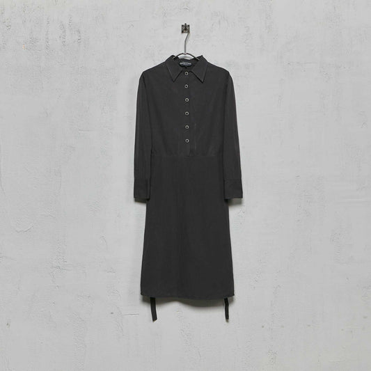 Geoffrey B. Small Women's Belted Half Button Front Long Dress in Parisotto Cotton and Silk