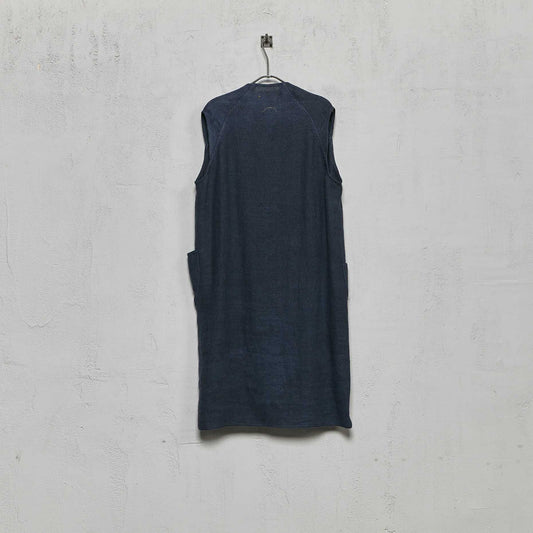 Anecho Women's Long Vest in Linen Burlap