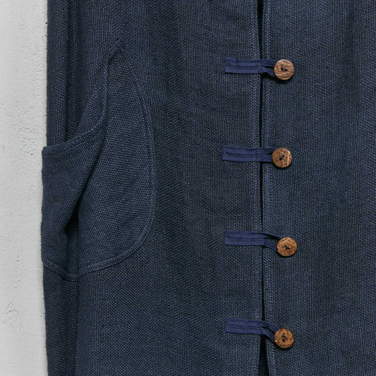 Anecho Women's Long Vest in Linen Burlap