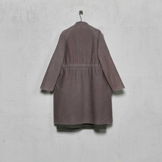 Anecho Men's Double Layer Waxed Overcoat & Detachable Cashmere Vest