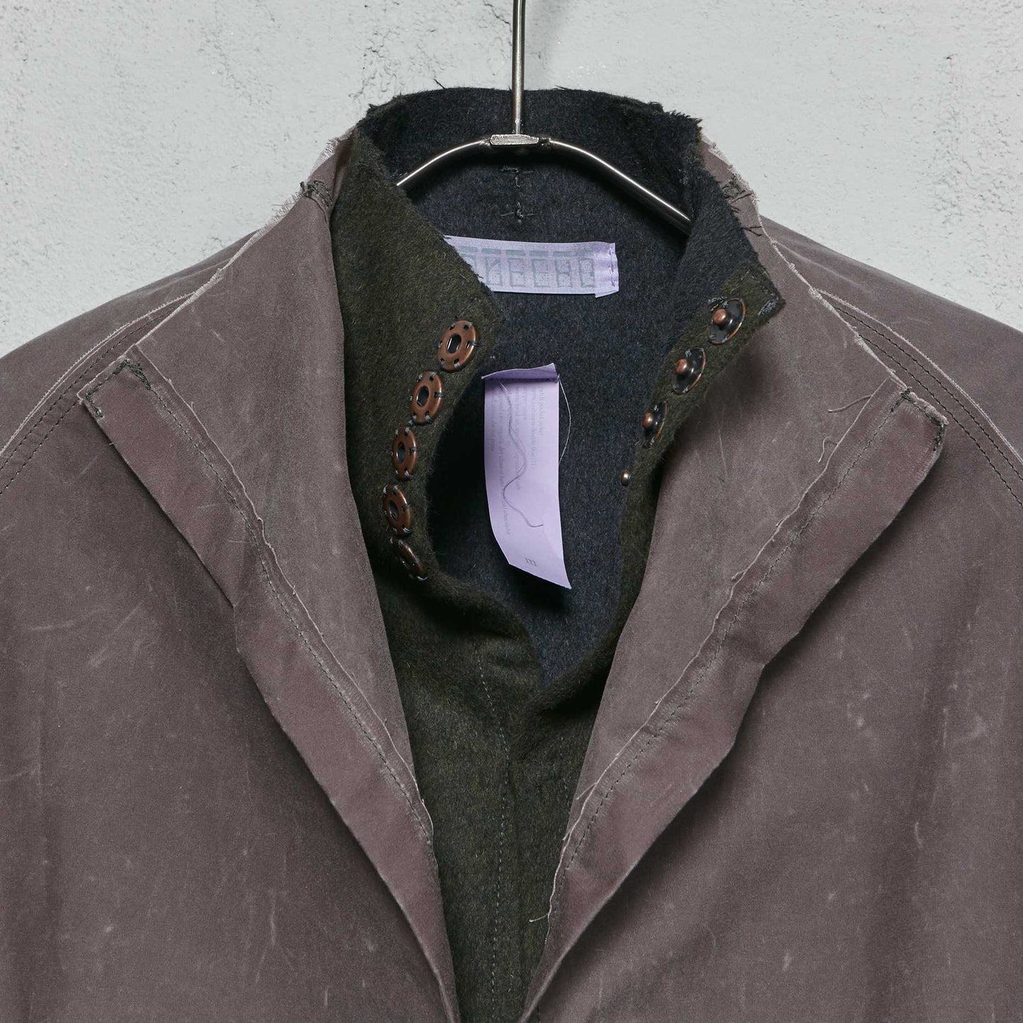 Anecho Men's Double Layer Waxed Overcoat & Detachable Cashmere Vest