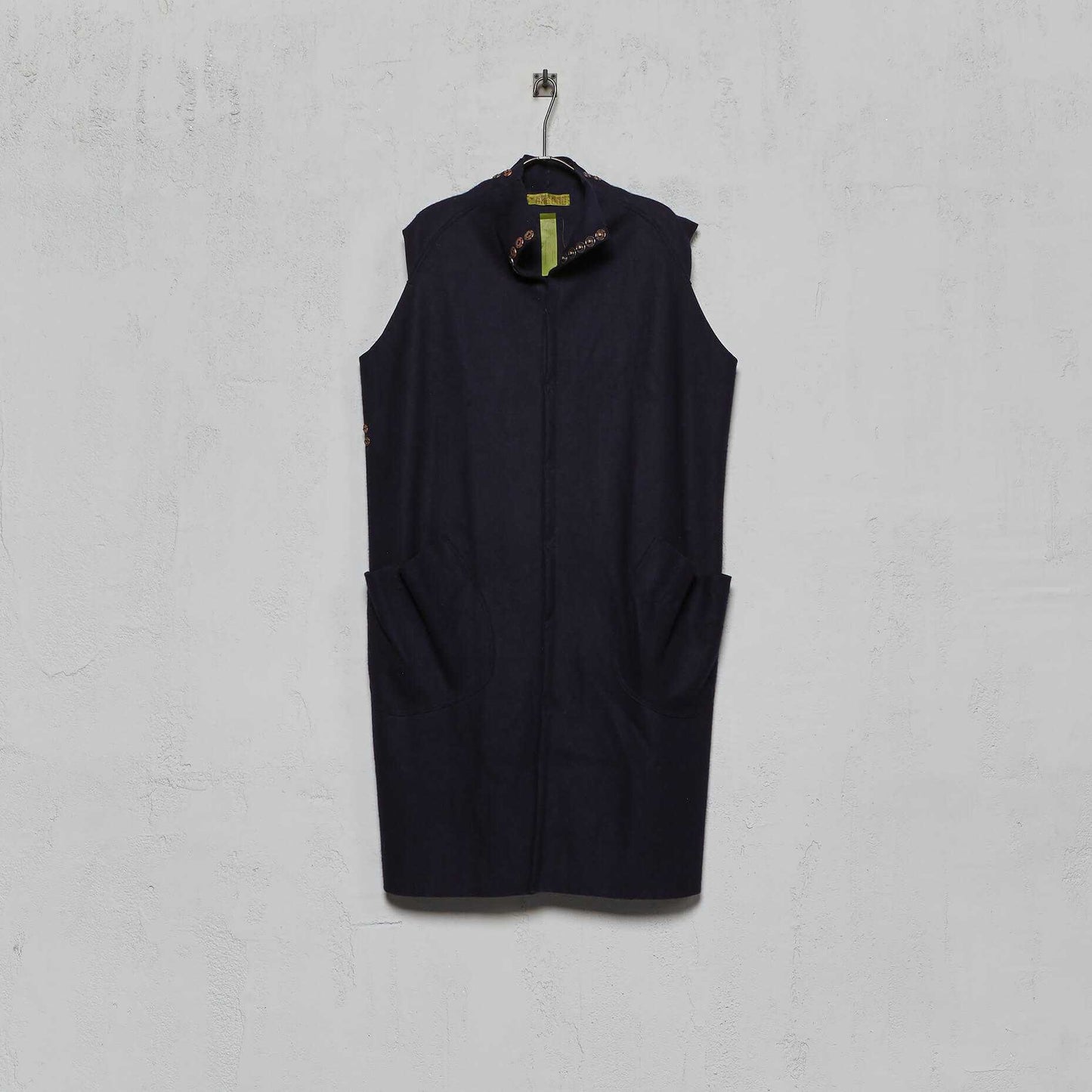 Anecho Men's Double Layer Waxed Overcoat & Detachable Cashmere Vest