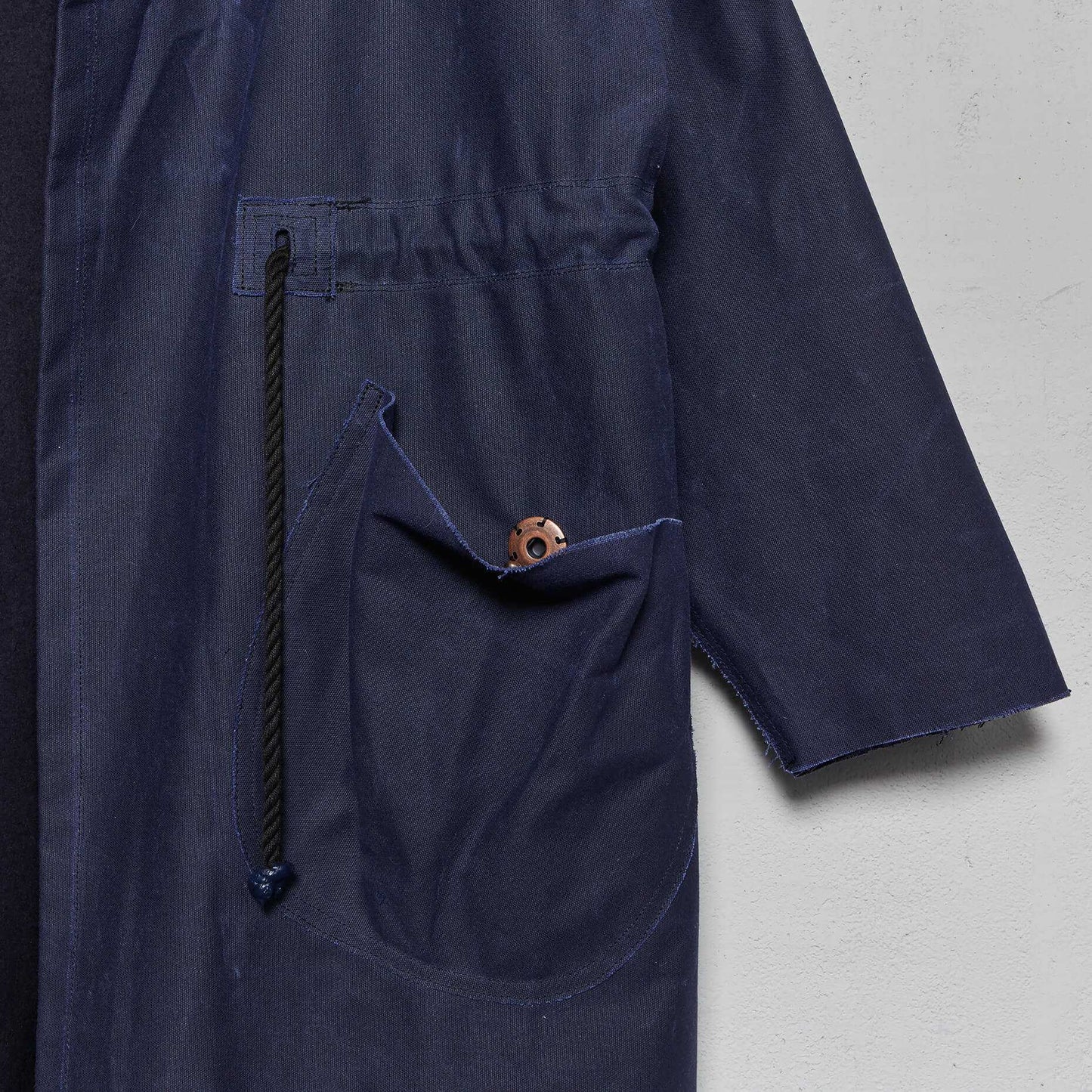 Anecho Men's Double Layer Waxed Overcoat & Detachable Cashmere Vest