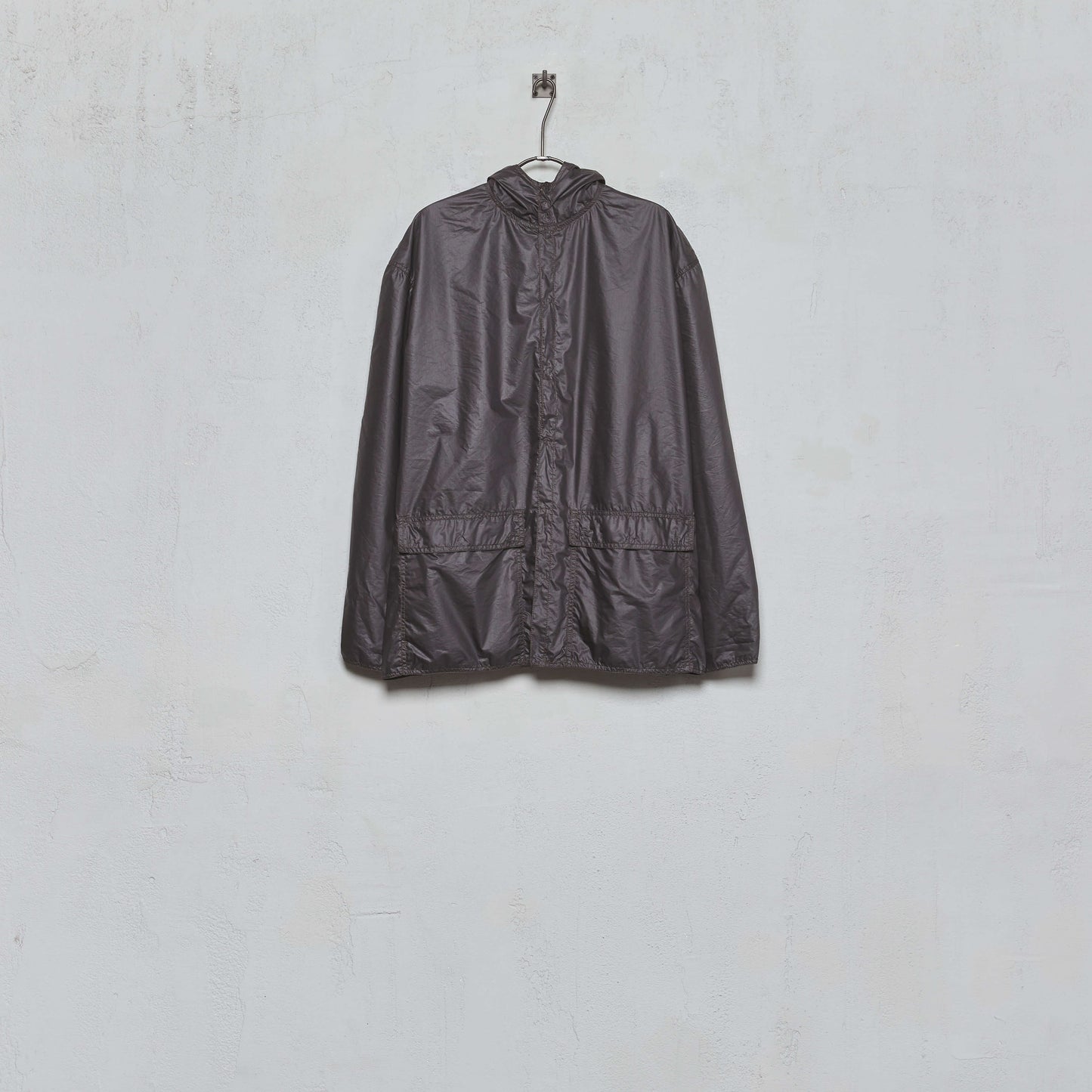 Anecho Men's Double Layer Hooded Patch Pocket Jacket in Nylon