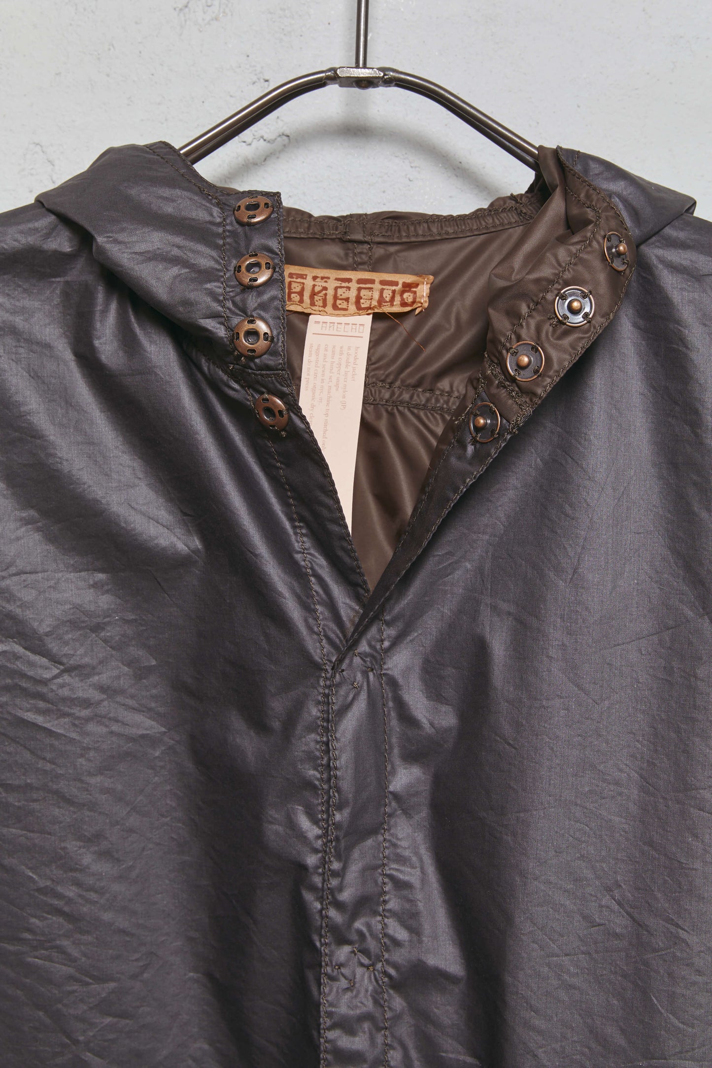 Anecho Men's Double Layer Hooded Patch Pocket Jacket in Nylon