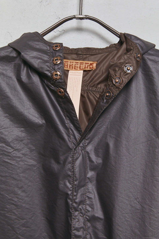 Anecho Men's Double Layer Hooded Patch Pocket Jacket in Nylon