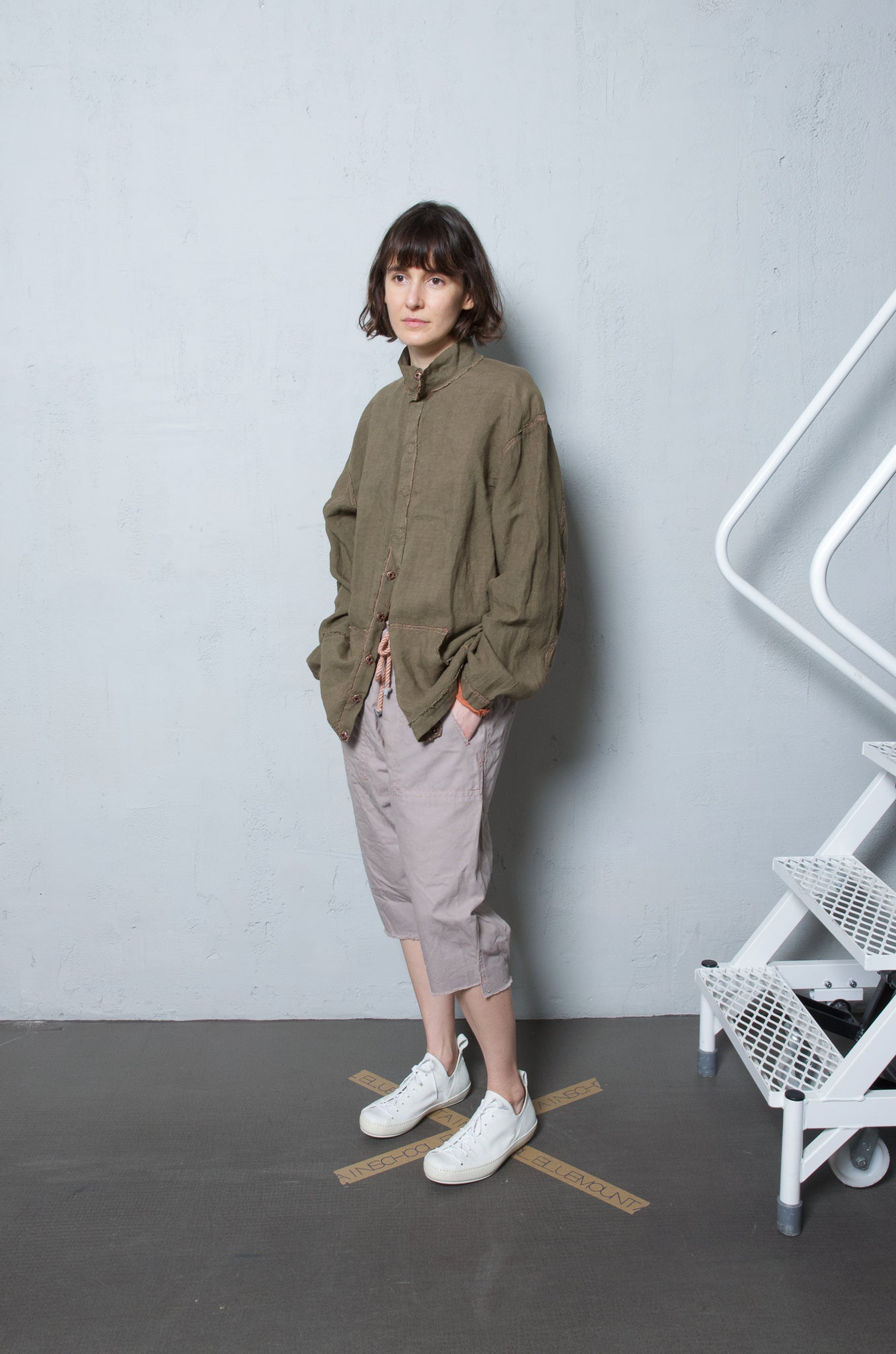 Anecho Women's Bomber Jacket in Linen