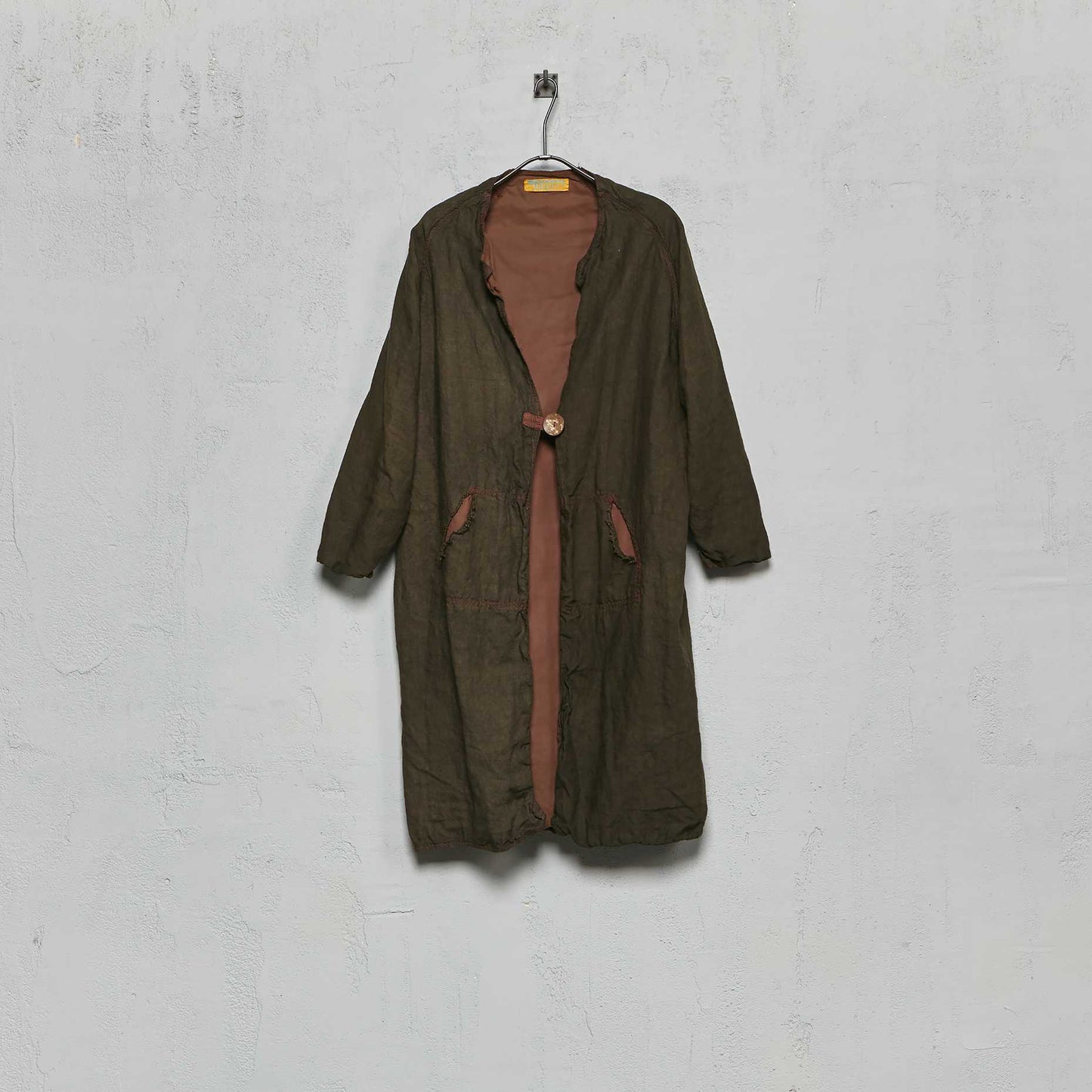 Anecho Men's Double Layer Overcoat in Linen