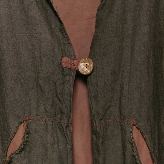 Anecho Men's Double Layer Overcoat in Linen