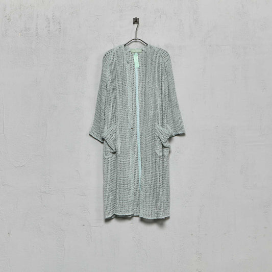 Anecho Women's Overcoat in Hand Loomed Cotton and Japanese Silk Tape