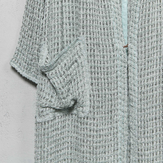 Anecho Women's Overcoat in Hand Loomed Cotton and Japanese Silk Tape