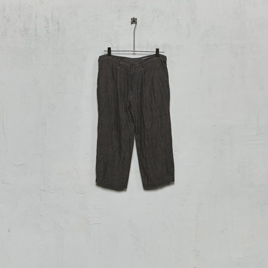 Geoffrey B. Small Men's 1920s Curved Bottom Trouser in Parisotto 'Armageddon' Linen and Wool