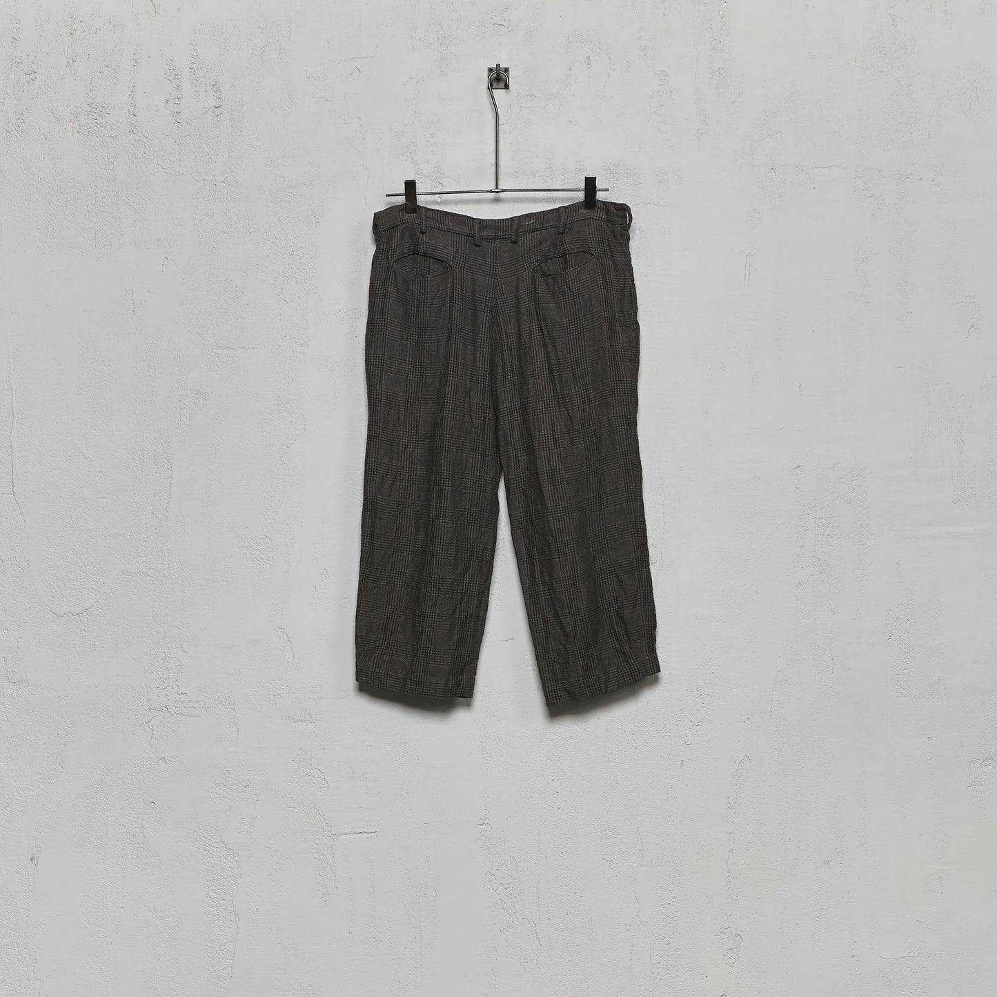 Geoffrey B. Small Men's 1920s Curved Bottom Trouser in Parisotto 'Armageddon' Linen and Wool