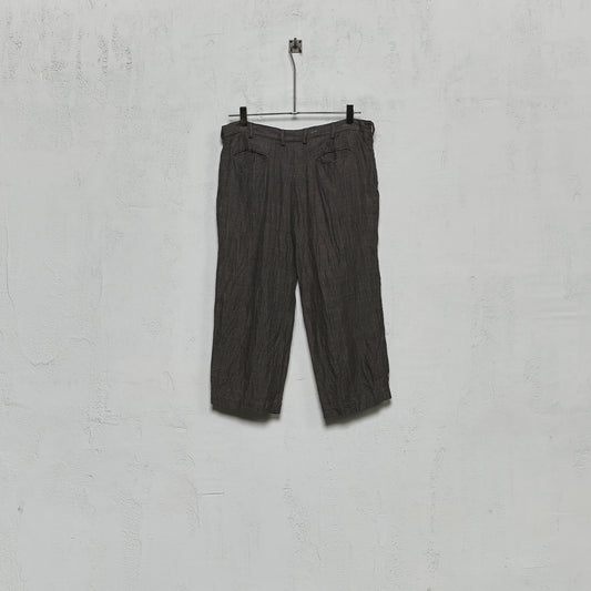 Geoffrey B. Small Men's 1920s Curved Bottom Trouser in Parisotto 'Armageddon' Linen and Wool