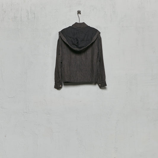 Geoffrey B. Small Men's Hooded Yachtsman Blouson in Parisotto 'Armageddon' Linen and Wool