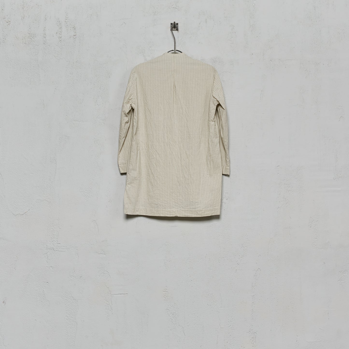 Geoffrey B. Small Men's 1980s Collarless Pullover Shirt in Parisotto Cotton and Silk