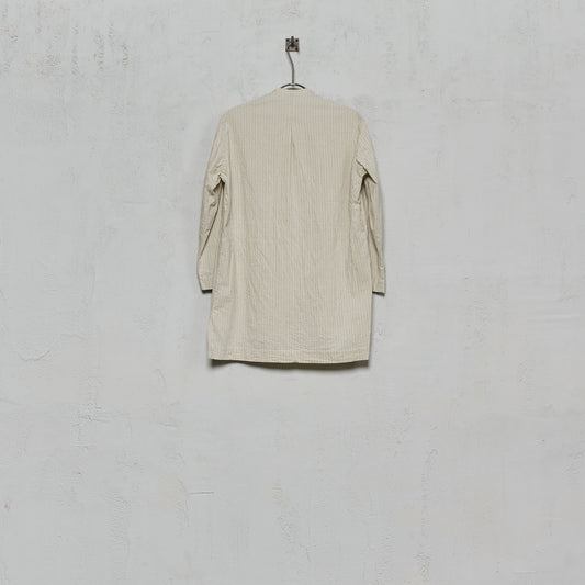 Geoffrey B. Small Men's 1980s Collarless Pullover Shirt in Parisotto Cotton and Silk